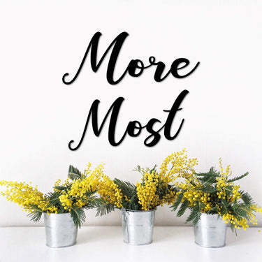 More and Most Metal Signs | Love You More Love You Most Word Art | Metal Wall Art | Master Bedroom Decor | Script Font Words for the Wall